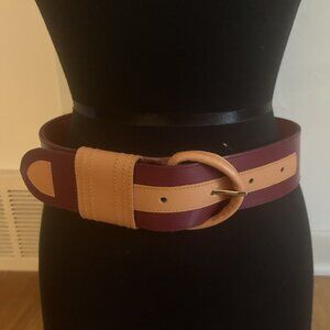 Vintage Genuine Leather Colorblock Belt Size S/M